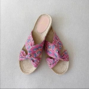 J Crew Twisted Knot Espadrille Sandals in Floral Pink sz 8.5